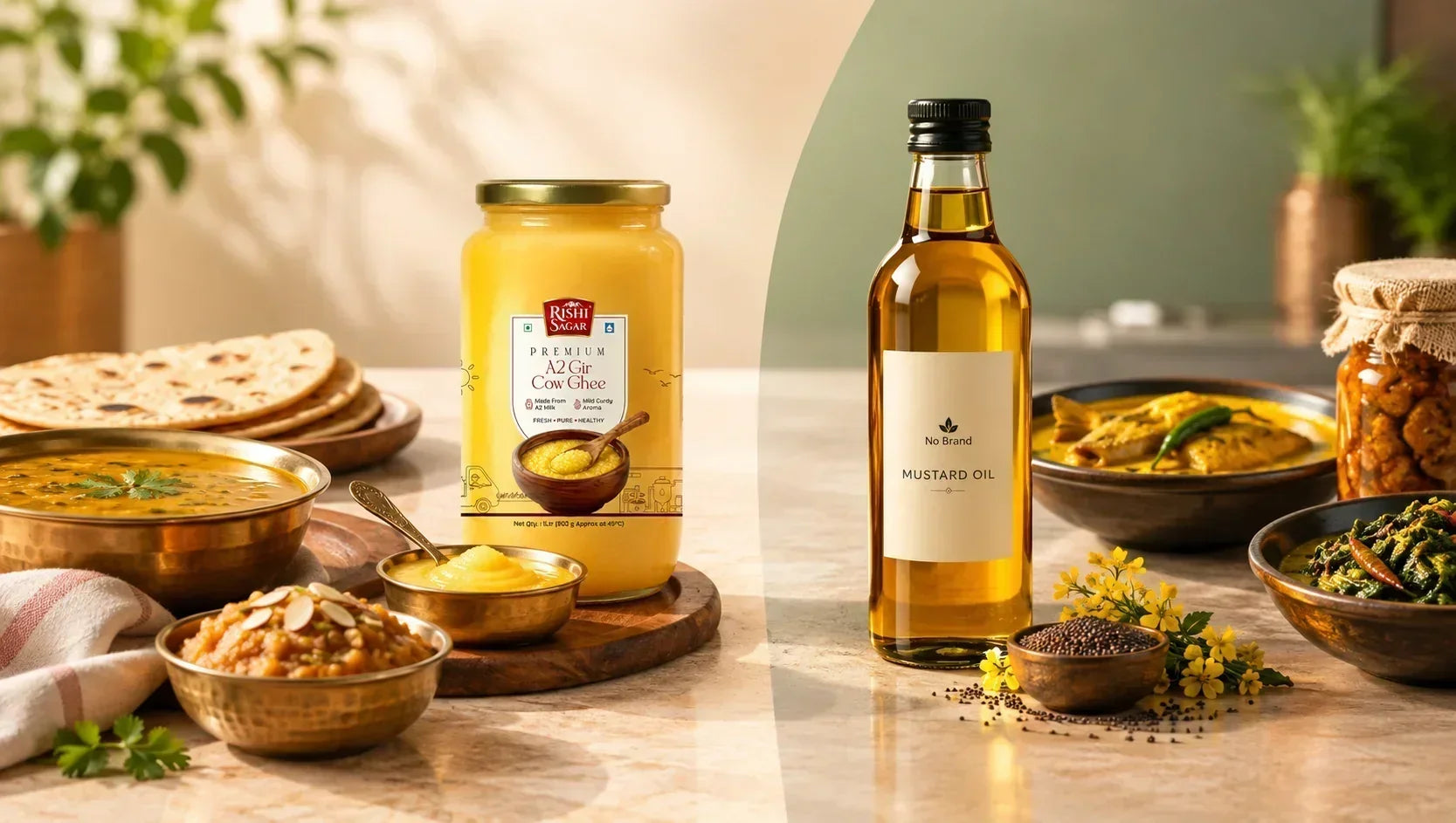 Rishi Sagar A2 Cow Ghee vs Mustard Oil