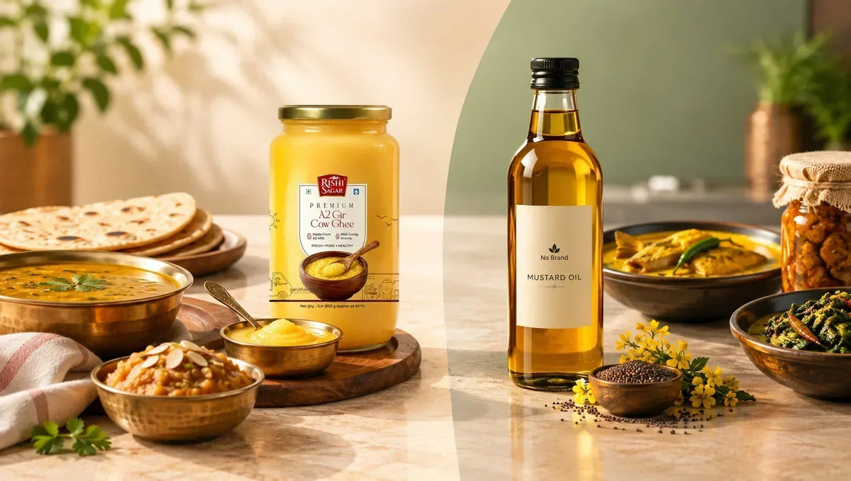Rishi Sagar A2 Cow Ghee vs Mustard Oil