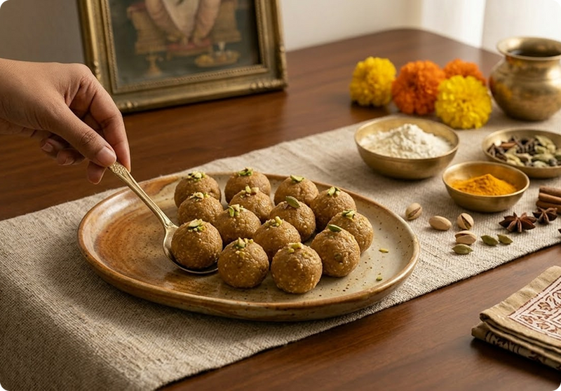 Homemade Besan Ladoo with Rich Ghee Aroma
