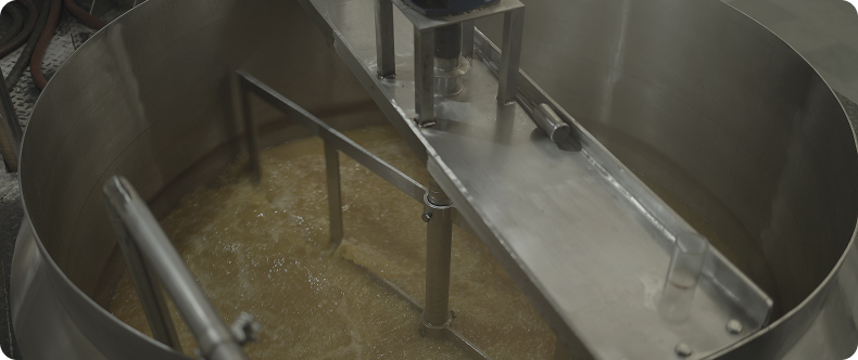 Cream is churned with curd culture, following the principle of the traditional Bilona method using modern hygienic equipment.