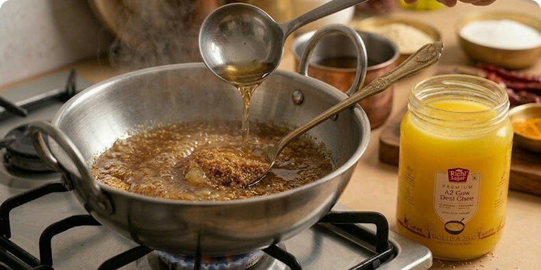 Turn off the heat and allow the mixture to cool for a few minutes so the sugar does not melt completely when added.