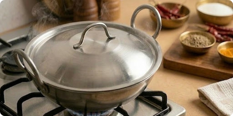 Add water and salt. Cover and cook on low heat until the rice absorbs the water and becomes fluffy.