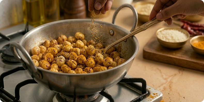 Turn off the flame and sprinkle chaat masala if desired. Give it a final mix.