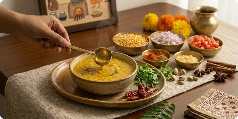 Garnish with fresh coriander and serve hot with rice or roti.